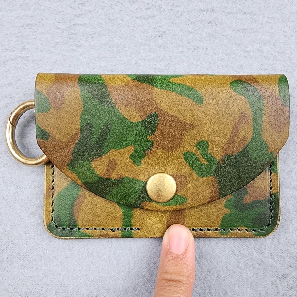North End Bag Co Mini Pouch Wallet Mens One Size Green Camo Leather Key Ring USA